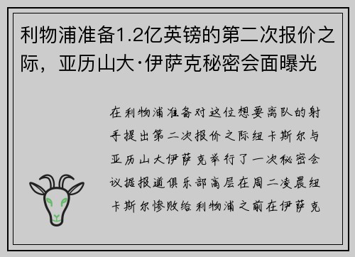 利物浦准备1.2亿英镑的第二次报价之际，亚历山大·伊萨克秘密会面曝光